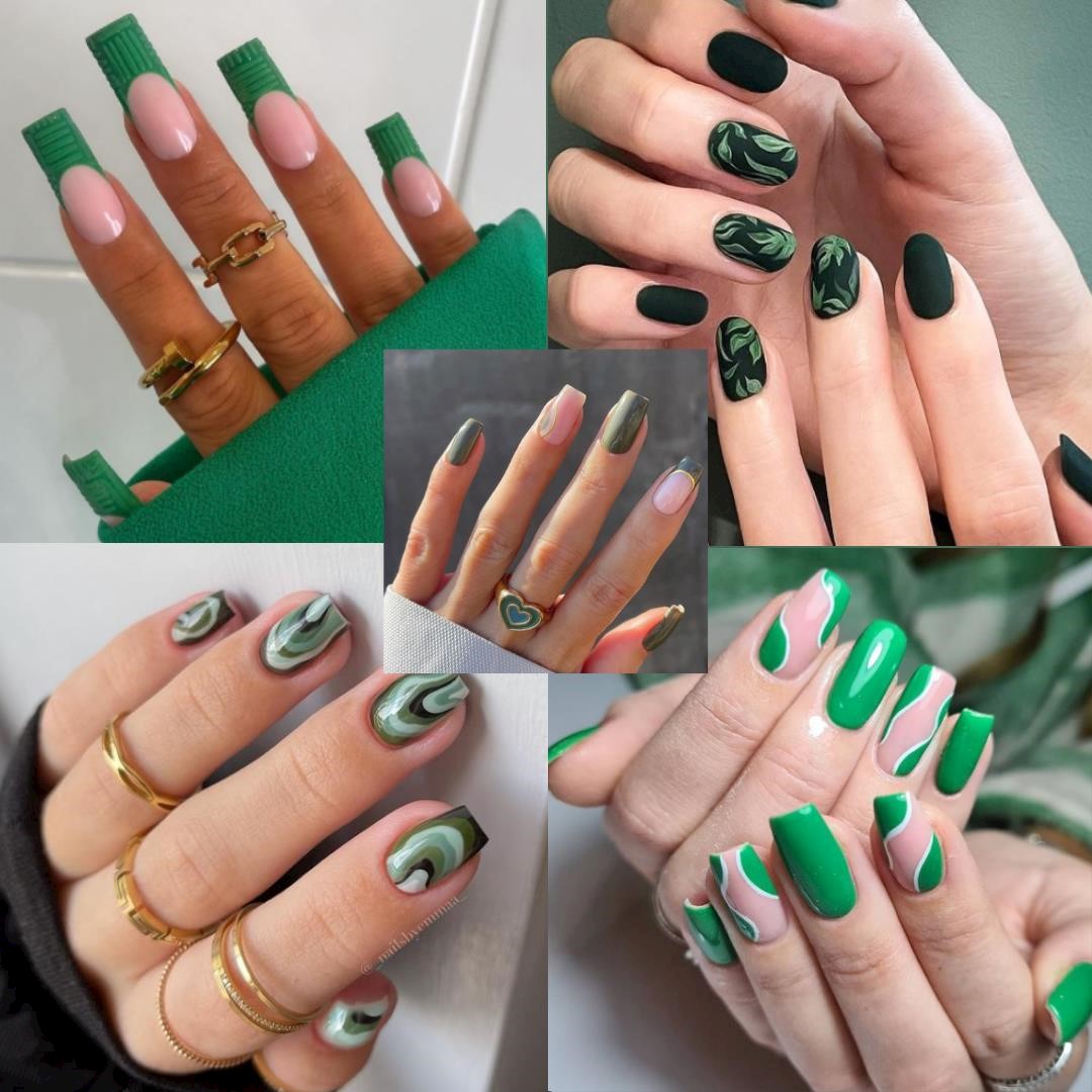 Green shades emerald and khaki top winter nail trends for 2021