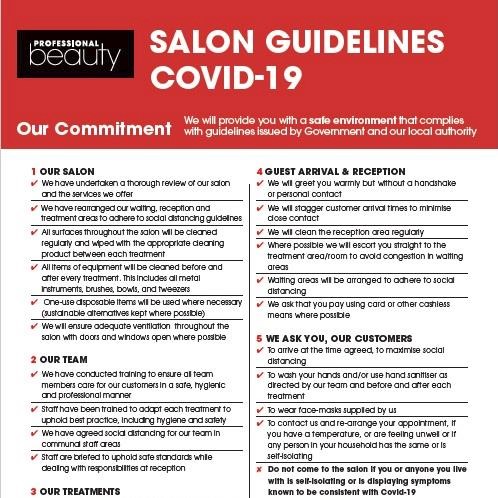 [Updated] Professional Beauty creates salon coronavirus reopening guideline poster